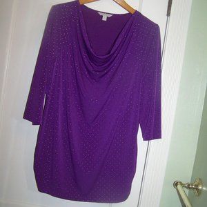 Laura Ashley Tunic Top Purple 1X Plus
